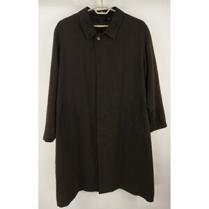 Vintage Sanyo Travel Coat Men XL Brown Twill Wool Hidden Placket Made in Japan